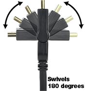 180 Degree Swivel HDMI 1.3 Interface Cable, Male to Male