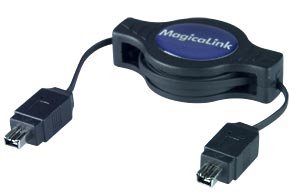 1394 FireWire Cable Retractable, 4 Varón de Alfiler a 4 Varón de Alfiler, 3.9 pies