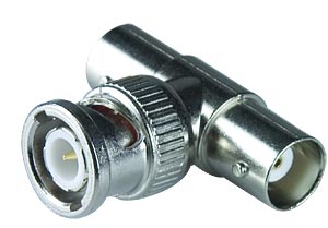 BNC T Adapter, Female-Male-Female