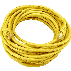 RJ45 male-male, CAT5 yellow, 25 feet