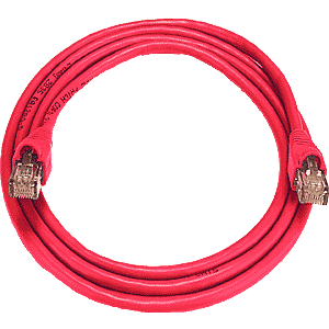 RJ45 male-male, CAT5 red, 7 feet