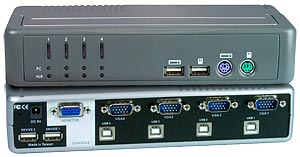 Low cost USB KVM switch, 4 port