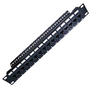CAT6a 1RU High Density Patch Panels loaded couplers, 16 port