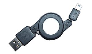 USB 2.0 Type A to Type B Mini 5-Pin Retractable Cable, Male to Male, 2.5 Ft.