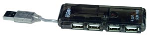 4 port Black USB 1.1 hub self powered USB cable splitter