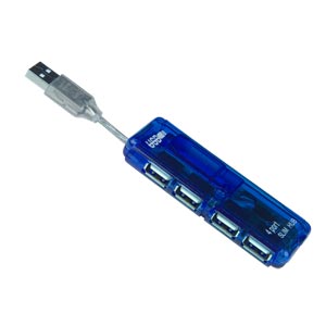USB 2.0 Hub, 4-port, Blue, Self/Bus-Powered USB cable splitter