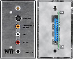 S-Video, Composite Video and Stereo Audio Cable Terminator Single Gang Wallplate