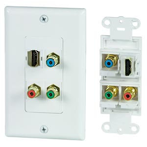 HDMI & Component Video Single Gange Feed-Thru Wallplate