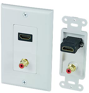 HDMI & One RCA - Single Gang Feed-Thru Wallplate