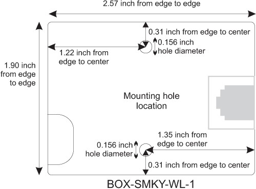 Mounting Hole Location for Keystone Surface Mount Box, 1-Port