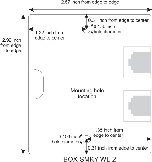 Mounting Hole Location for Keystone Surface Mount Box, 2-Port