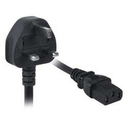 17 AWG British Power Cord, UK BS1363 to IEC320 C13 17 AWG British Power Cord, UK BS1363 to IEC320 C13