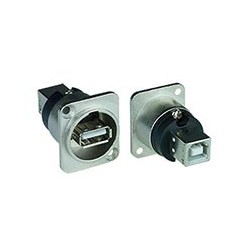 USB Panel Mount Feedthrough D-Series Connector, Type A female to Type B female USB Panel Mount Feedthrough D-Series Connector, Type A female to Type B female