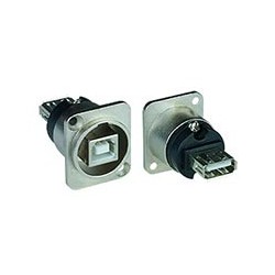 USB Panel Mount Feedthrough D-Series Connector, Type B female to Type A female USB Panel Mount Feedthrough D-Series Connector, Type B female to Type A female