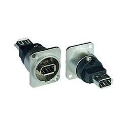1394 FireWire Panel Mount Feedthrough, D-Series Housing, Nickel 1394 FireWire Panel Mount Feedthrough, D-Series Housing, Nickel