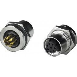 M12 8-Pin Field Assembly Circular Connector, Female, A Coded, Panel Side M12 8-Pin Field Assembly Circular Connector, Female, A Coded, Panel Side