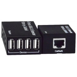 Low-Cost 4-Port USB 2.0 Extender via CAT5 up to 328 Feet (100 Meters) Low-Cost 4-Port USB 2.0 Extender via CAT5 up to 328 Feet (100 Meters)