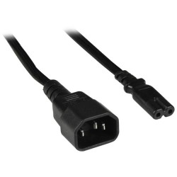 18 AWG 2-Slot Non-Polarized Adapter Power Cord, IEC 320 C14 to IEC 320 C7
