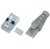CAT6a Shielded RJ45 Plug with Snagless, Strain-Relief Boot for 24-26 AWG Solid/Stranded Cable