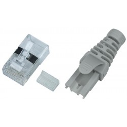 CAT6a Shielded RJ45 Plug with Snagless, Strain-Relief Boot for 24-26 AWG Solid/Stranded Cable