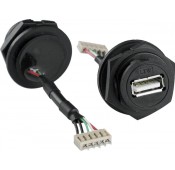 Waterproof USB Type A Female Panel Mount Connector, with Quick Release Mating Style & Flying Leads