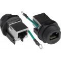 Waterproof Case Side CAT5e RJ45 Connector, with Shielded Jack and Grounding Wire 13/16" - 28 UN threading