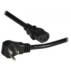 14 AWG Universal Angled Power Cord, Left Angled NEMA 5-15P to Straight IEC 320 C13