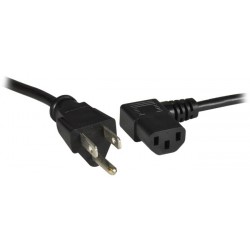 14 AWG Universal Angled Power Cord, Straight NEMA 5-15P to Left Angled IEC 320 C13