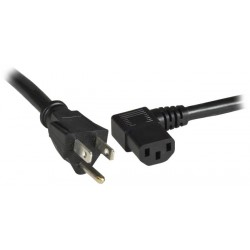 18 AWG Universal Angled Power Cord, Straight NEMA 5-15P to Left Angled IEC 320 C13