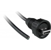 1-Meter Waterproof USB Type A Male Cable with Screw Mating Style & One End Unterminated