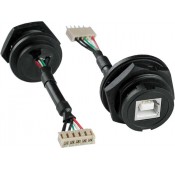 Waterproof USB Type B Female Panel Mount Connector, with Quick Release Mating Style & Flying Leads