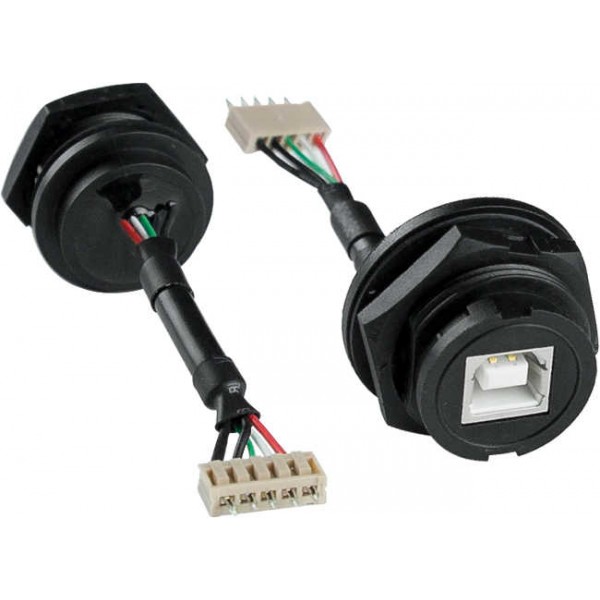 USB 2.0 Female Panel Pass Connector Mount Socket Plug With Cap Waterproof IP67 