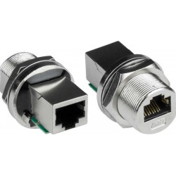 Waterproof Case Side CAT5e Metal Shielded Waterproof RJ45 Connector, with Jack 13/16" - 28 UN threading