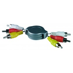 Retractable RCA Composite Video + Stereo Audio, Male to Male, 4.9 ft Retractable RCA Composite Video + Stereo Audio, Male to Male, 4.9 ft
