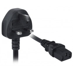 17 AWG British Power Cord, UK BS1363 to IEC320 C13 17 AWG British Power Cord, UK BS1363 to IEC320 C13