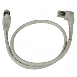 CAT6 S/FTP network cable, RJ45 angled-straight – White