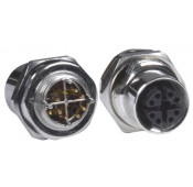 M12 8-Pin 10Gbps Field Assembly Waterproof Connector, Female, X Coded, Panel Side