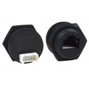 Waterproof RJ45 Connector to 2x5 Shrouded Male Straight Pin Header, Case Side