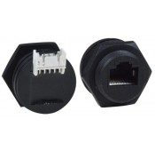 Waterproof RJ45 Connector to 2x5 Shrouded Male Right Angled Pin Header, Case Side