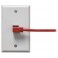 CAT6-RAS-LOCK-xx-RED - Plugged into wall with cable extended to the right