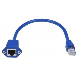 CAT6 Panel Mount Extension Cable, Low-Profile Housing