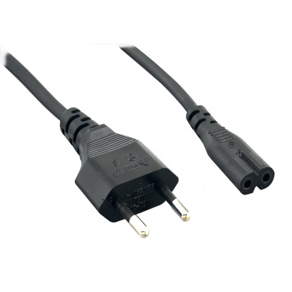 18 AWG European 2-Conductor Power Cord, Europlug CEE 7/16 to IEC320 C7