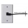 CAT6A-RAS-THN-x-BLACK-SHLD – Plugged into wall with cable extended to the right