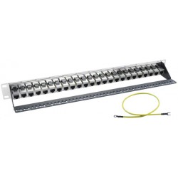 CAT7 Patch Panel, 24-Port, 1RU, Feed-Through