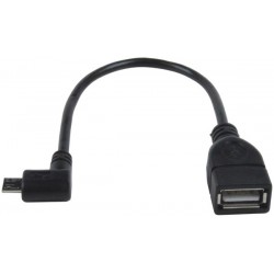 USB 2.0 OTG Adapter Cable, Male USB Micro B to Female USB Type A, Right Angle to Straight