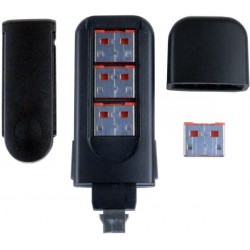 USB Type A Port Blocker – 4 Locks and 1 Key, Red
