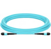 10 Gigabit MPO OM3 Multimode Fiber Optic Cable, 12-Strand, LSZH, Female-Female, Type B
