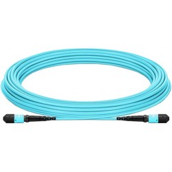 10 Gigabit MPO OM3 Multimode Fiber Optic Cable, 12-Strand, LSZH, Female-Female, Type B