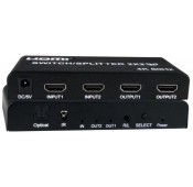 4K 18Gbps HDMI Switch with Built-In Splitter, 2-Port