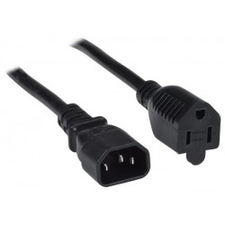 14 AWG Power Cord, IEC 320 C14 to NEMA 5-15R, 15A